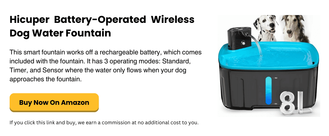 Hicuper Battery-Operated Wireless Dog Water Fountain