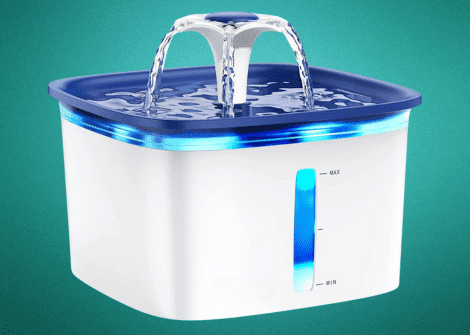 simplysmartpettech.com dog drinking fountain Smart blue and white dog water fountain with automatic dispensing features