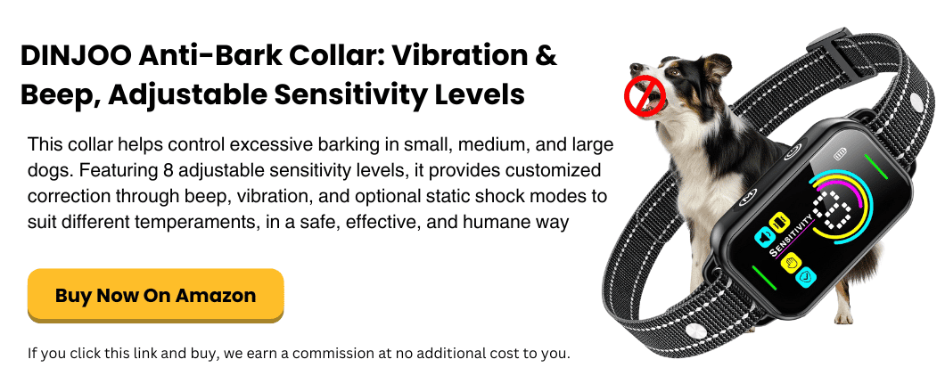 DINJOO Anti-Bark Collar Vibration & Beep, Adjustable Sensitivity Levels