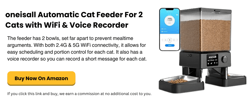 oneisall Automatic Cat Feeder For 2 Cats with WiFi & Voice Recorder