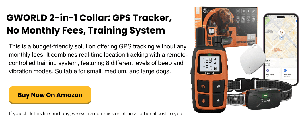 simplysmartpettech.com GWORLD i tag Dog Collar No Monthly Rent GPS trackers for Dogs (Only iOS) with Smart Tracker 2 in-1 Dog Training Collar