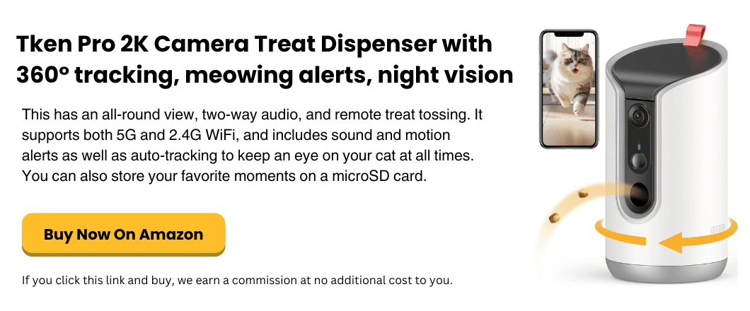 simplysmartpettech.com Tken Pro 2K Camera Treat Dispenser with 360° tracking, meowing alerts, night vision