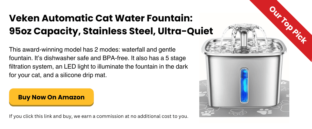 simplysmartpettech.com Veken Automatic Cat Water Fountain 95oz Capacity, Stainless Steel, Ultra-Quiet