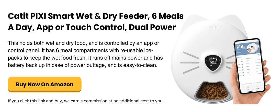 Catit PIXI Smart Wet & Dry Feeder, 6 Meals A Day, App or Touch Control, Dual Power