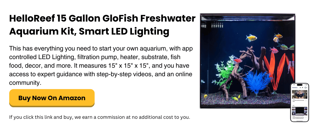 HelloReef 15 Gallon GloFish Freshwater Aquarium Kit, Smart LED Lighting