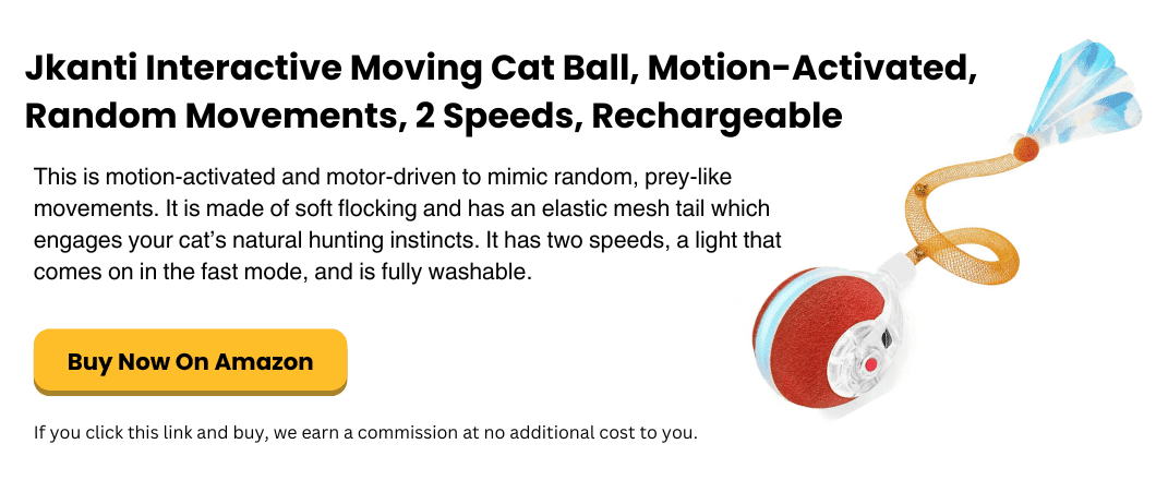simplysmartpettech.com Jkanti Interactive Moving Cat Ball, Motion-Activated, Random Movements, 2 Speeds, Rechargeable
