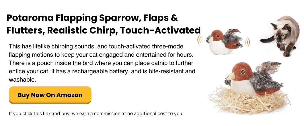 simplysmartpettech.com Potaroma Flapping Sparrow, Flaps & Flutters, Realistic Chirp, Touch-Activated