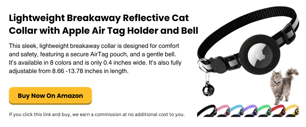 Lightweight Breakaway Reflective Cat Collar with Apple Air Tag Holder and Bell