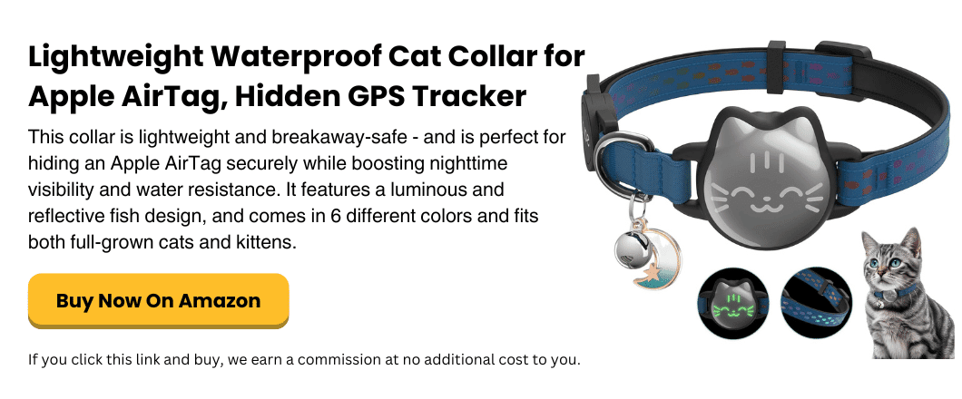 Lightweight Waterproof Cat Collar for Apple AirTag, Hidden GPS Tracker